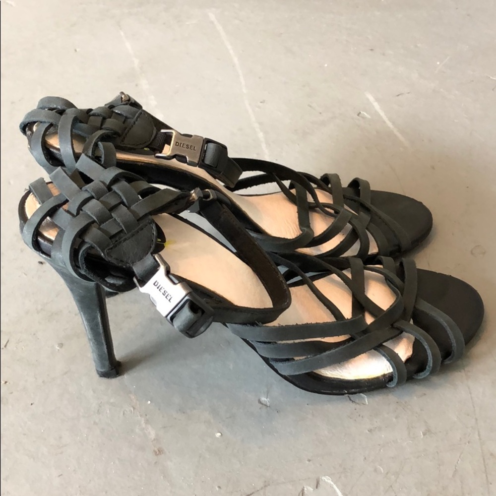 Diesel Dark Gray Leather Sandals